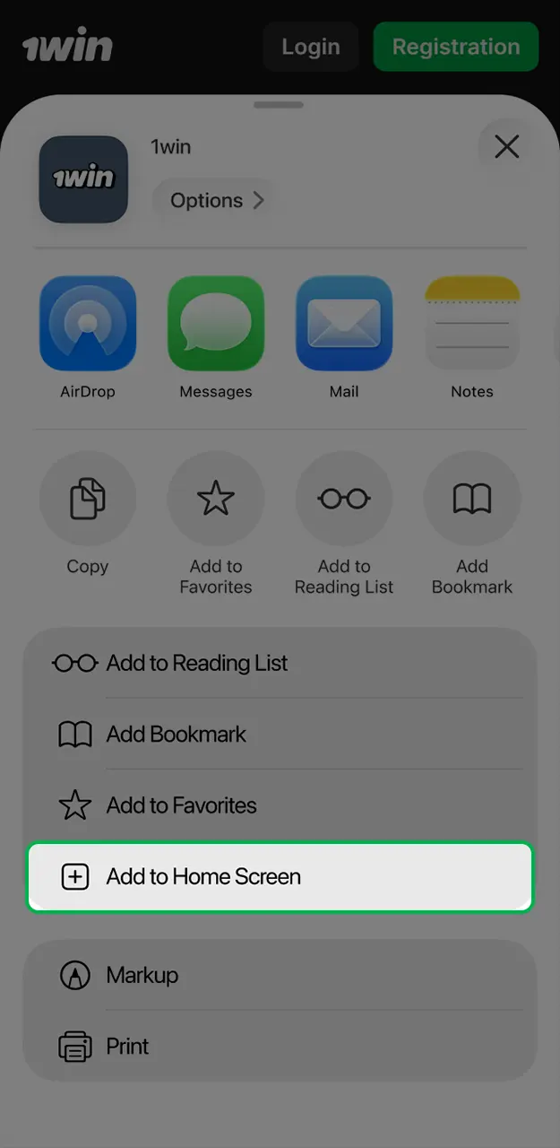 Place the 1Win iOS app on your mobile device.