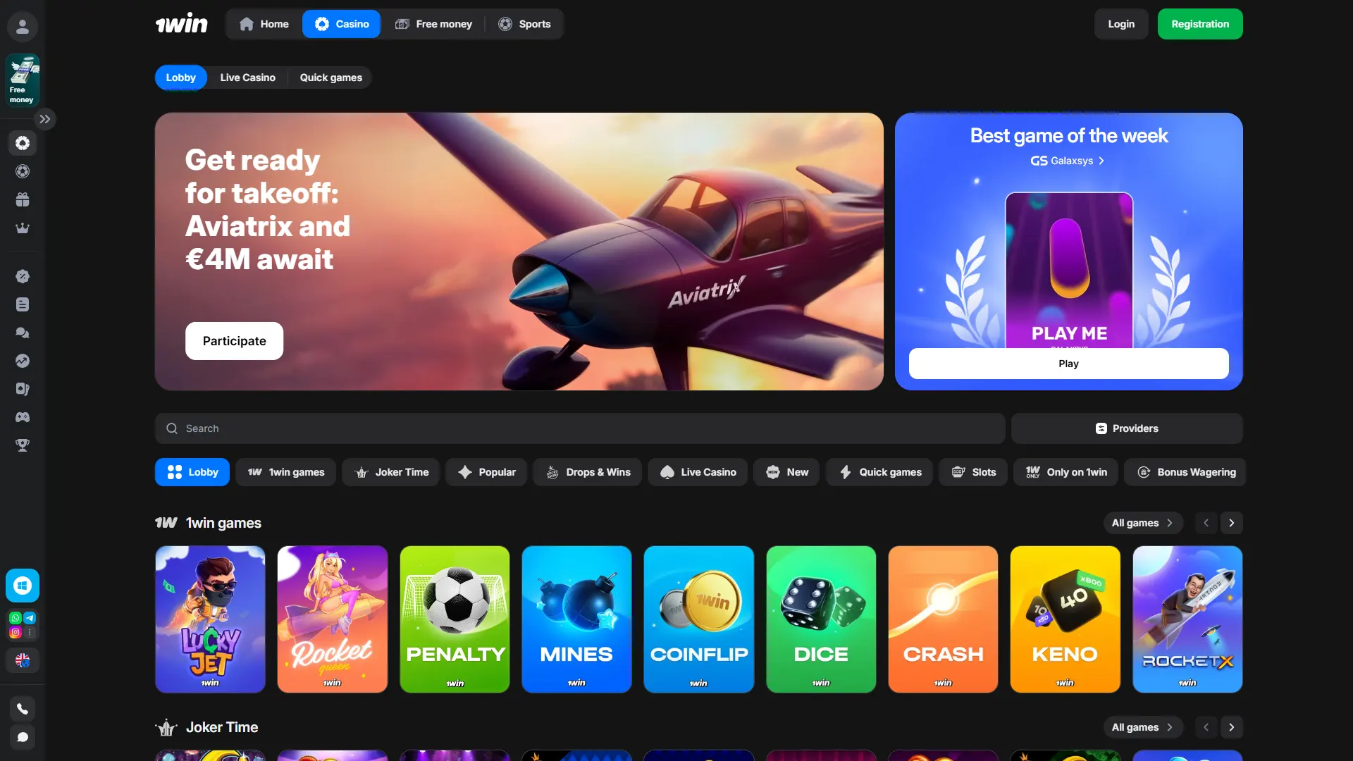 Play the best online slots and table games at 1Win Casino.