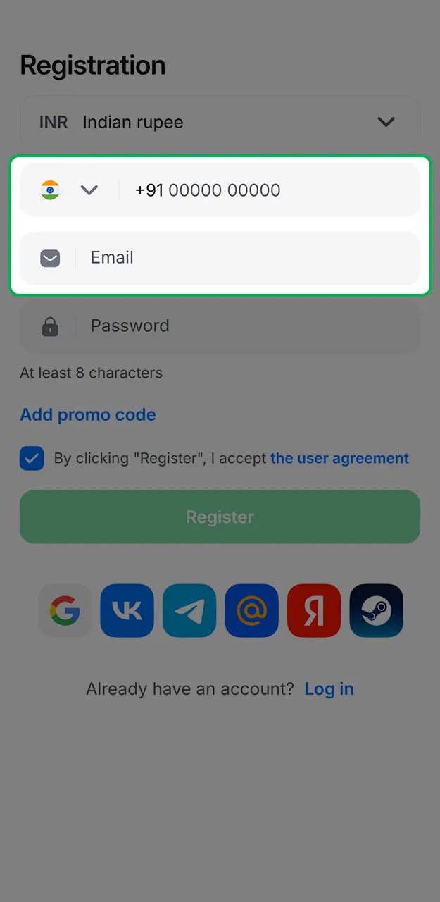 Provide your info during registration to qualify for the 1Win bonus.