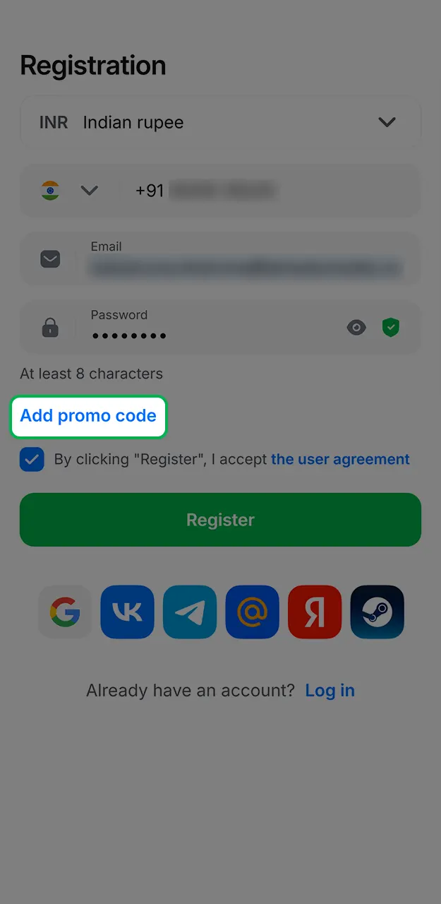 Use a special code during 1Win registration to unlock extra rewards.