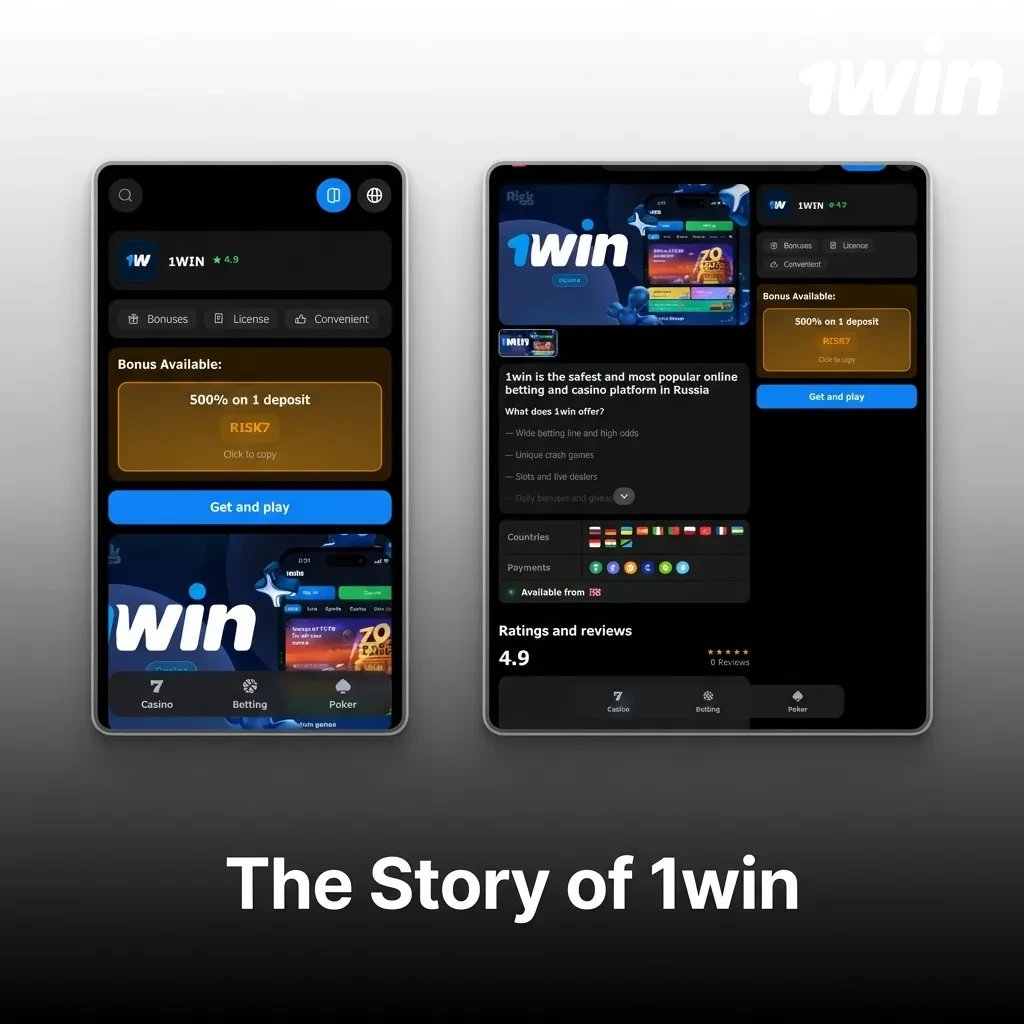 1win betting platform interface showing sports markets and casino games on desktop and mobile devices