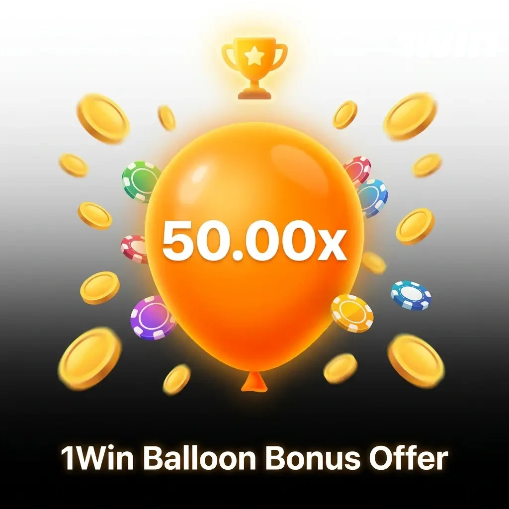 1Win Balloon welcome bonus offering 500% up to ₹50,000 plus 500 Free Spins for new casino players