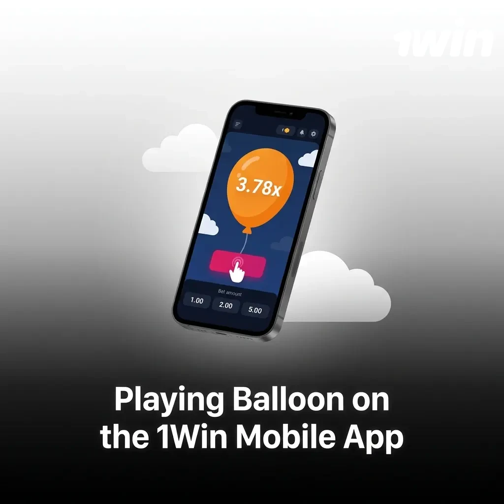 1Win mobile app showing Balloon game interface available on Android and iOS devices for players in India