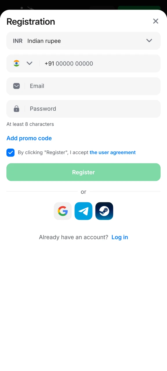 Register at 1win using your email, phone number, and a strong password.